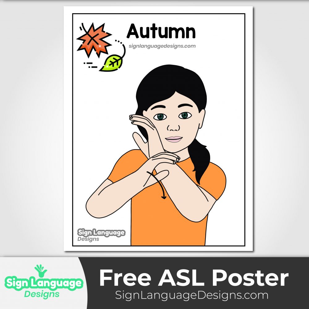 ASL sign featuring a girl demonstrating the ASL sign Autumn