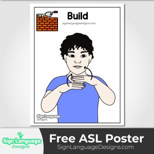 ASL sign featuring a boy demonstrating the sign BUILD