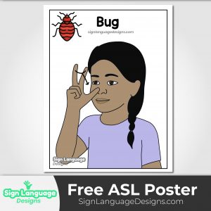 ASL sign featuring a girl demonstrating the ASL sign BUG